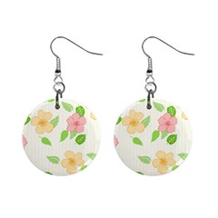 Flowers Leaf Stripe Pattern Mini Button Earrings by Mariart