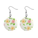 Flowers Leaf Stripe Pattern Mini Button Earrings Front