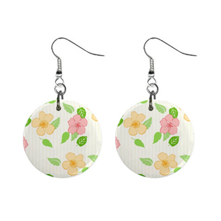 Flowers Leaf Stripe Pattern Mini Button Earrings