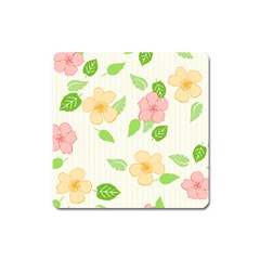 Flowers Leaf Stripe Pattern Square Magnet by Mariart