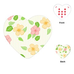 Flowers Leaf Stripe Pattern Playing Cards (heart) by Mariart