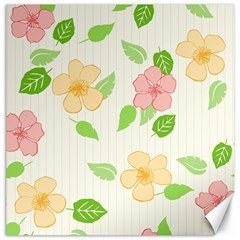 Flowers Leaf Stripe Pattern Canvas 16  X 16  by Mariart