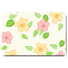 Flowers Leaf Stripe Pattern Large Doormat  by Mariart