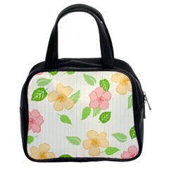 Flowers Leaf Stripe Pattern Classic Handbag (two Sides) by Mariart