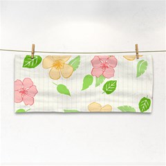 Flowers Leaf Stripe Pattern Hand Towel by Mariart