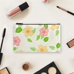 Flowers Leaf Stripe Pattern Cosmetic Bag (small) by Mariart