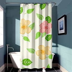 Flowers Leaf Stripe Pattern Shower Curtain 36  X 72  (stall)  by Mariart