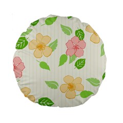 Flowers Leaf Stripe Pattern Standard 15  Premium Round Cushions by Mariart