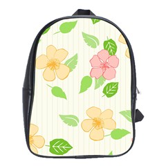 Flowers Leaf Stripe Pattern School Bag (xl) by Mariart