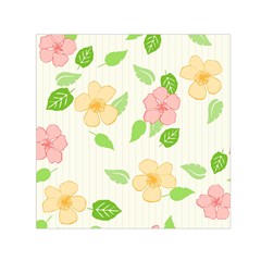 Flowers Leaf Stripe Pattern Small Satin Scarf (square) by Mariart