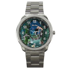 Wonderful Mermaid In The Deep Ocean Sport Metal Watch by FantasyWorld7