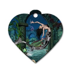 Wonderful Mermaid In The Deep Ocean Dog Tag Heart (one Side) by FantasyWorld7