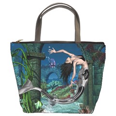 Wonderful Mermaid In The Deep Ocean Bucket Bag by FantasyWorld7