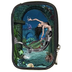 Wonderful Mermaid In The Deep Ocean Compact Camera Leather Case by FantasyWorld7