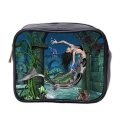 Wonderful Mermaid In The Deep Ocean Mini Toiletries Bag (two Sides) by FantasyWorld7