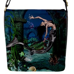 Wonderful Mermaid In The Deep Ocean Flap Closure Messenger Bag (s) by FantasyWorld7