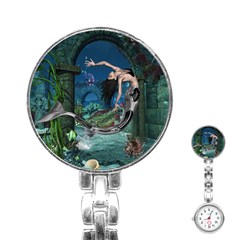 Wonderful Mermaid In The Deep Ocean Stainless Steel Nurses Watch by FantasyWorld7