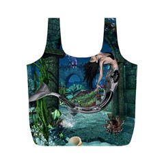 Wonderful Mermaid In The Deep Ocean Full Print Recycle Bag (m) by FantasyWorld7