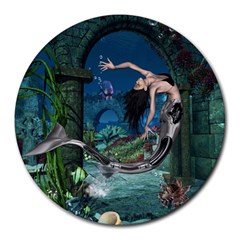 Wonderful Mermaid In The Deep Ocean Round Mousepads by FantasyWorld7