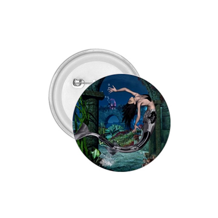 Wonderful Mermaid In The Deep Ocean 1.75  Buttons