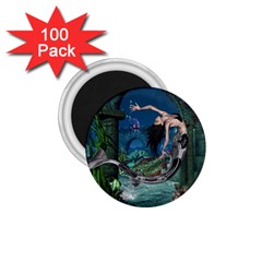 Wonderful Mermaid In The Deep Ocean 1 75  Magnets (100 Pack)  by FantasyWorld7