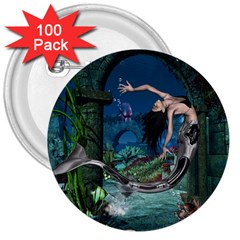 Wonderful Mermaid In The Deep Ocean 3  Buttons (100 Pack)  by FantasyWorld7