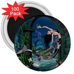 Wonderful Mermaid In The Deep Ocean 3  Magnets (100 pack) Front