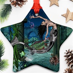 Wonderful Mermaid In The Deep Ocean Star Ornament (two Sides) by FantasyWorld7