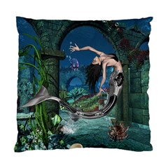 Wonderful Mermaid In The Deep Ocean Standard Cushion Case (two Sides) by FantasyWorld7