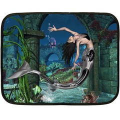 Wonderful Mermaid In The Deep Ocean Fleece Blanket (mini) by FantasyWorld7