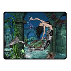 Wonderful Mermaid In The Deep Ocean Double Sided Fleece Blanket (small)  by FantasyWorld7