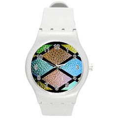 Stained Glass Soul Round Plastic Sport Watch (m) by WensdaiAmbrose