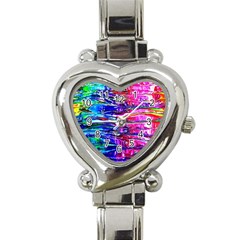 Paint Splatter - Rainbow Heart Italian Charm Watch by WensdaiAmbrose