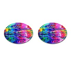 Paint Splatter - Rainbow Cufflinks (oval) by WensdaiAmbrose