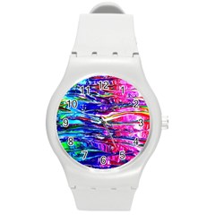 Paint Splatter - Rainbow Round Plastic Sport Watch (m) by WensdaiAmbrose