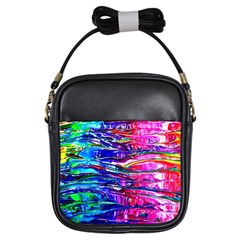 Paint Splatter - Rainbow Girls Sling Bag by WensdaiAmbrose