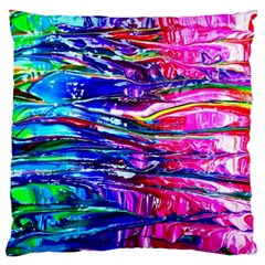 Paint Splatter - Rainbow Large Cushion Case (two Sides) by WensdaiAmbrose