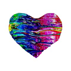 Paint Splatter - Rainbow Standard 16  Premium Heart Shape Cushions by WensdaiAmbrose