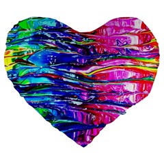 Paint Splatter - Rainbow Large 19  Premium Heart Shape Cushions by WensdaiAmbrose