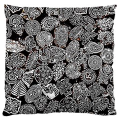 Black & White Paisley Large Flano Cushion Case (two Sides) by WensdaiAmbrose