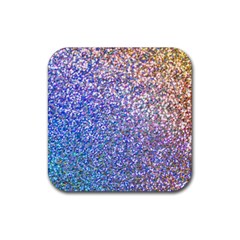 Pastel Rainbow Shimmer - Eco- Glitter Rubber Coaster (square)  by WensdaiAmbrose