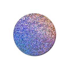 Pastel Rainbow Shimmer - Eco- Glitter Rubber Round Coaster (4 Pack) 