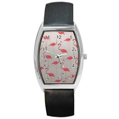 Pink Flamingos Barrel Style Metal Watch