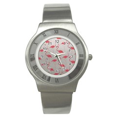 Pink Flamingos Stainless Steel Watch