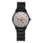 Pink Flamingos Stainless Steel Round Watch Front