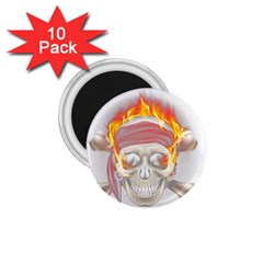 Fire Red Skull 1 75  Magnets (10 Pack) 