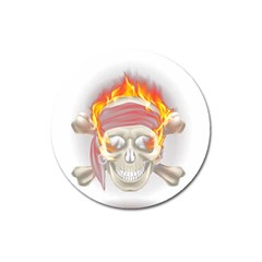 Fire Red Skull Magnet 3  (round) by Mariart