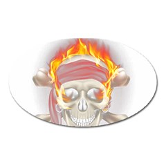 Fire Red Skull Oval Magnet by Mariart