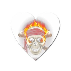 Fire Red Skull Heart Magnet