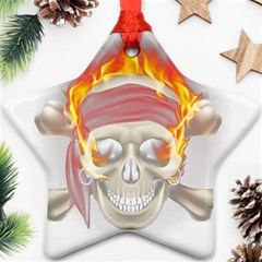 Fire Red Skull Star Ornament (two Sides) by Mariart